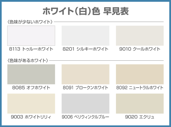 アステックペイントのホワイト(白)系　配色一覧